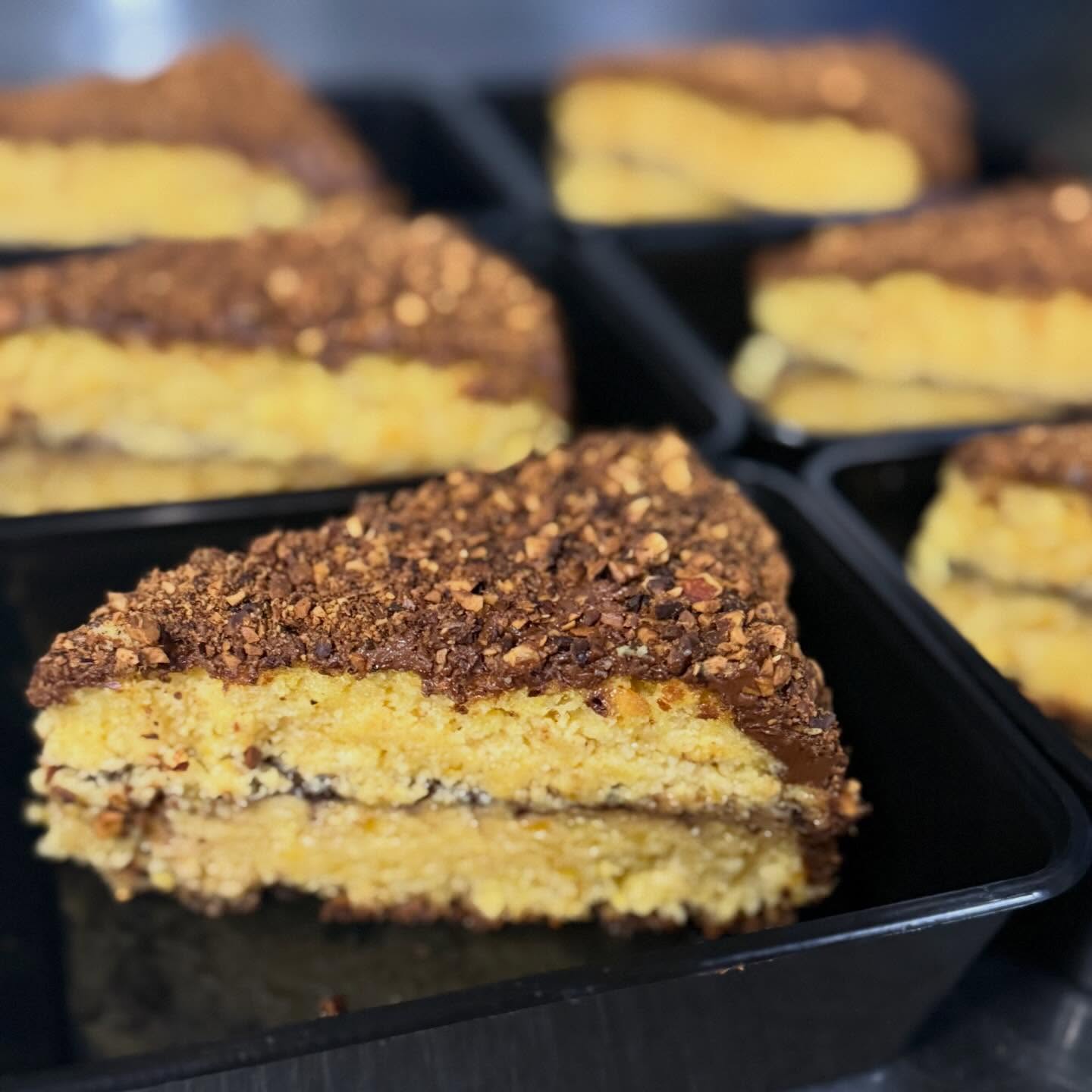 Orange almond flourless cake slice